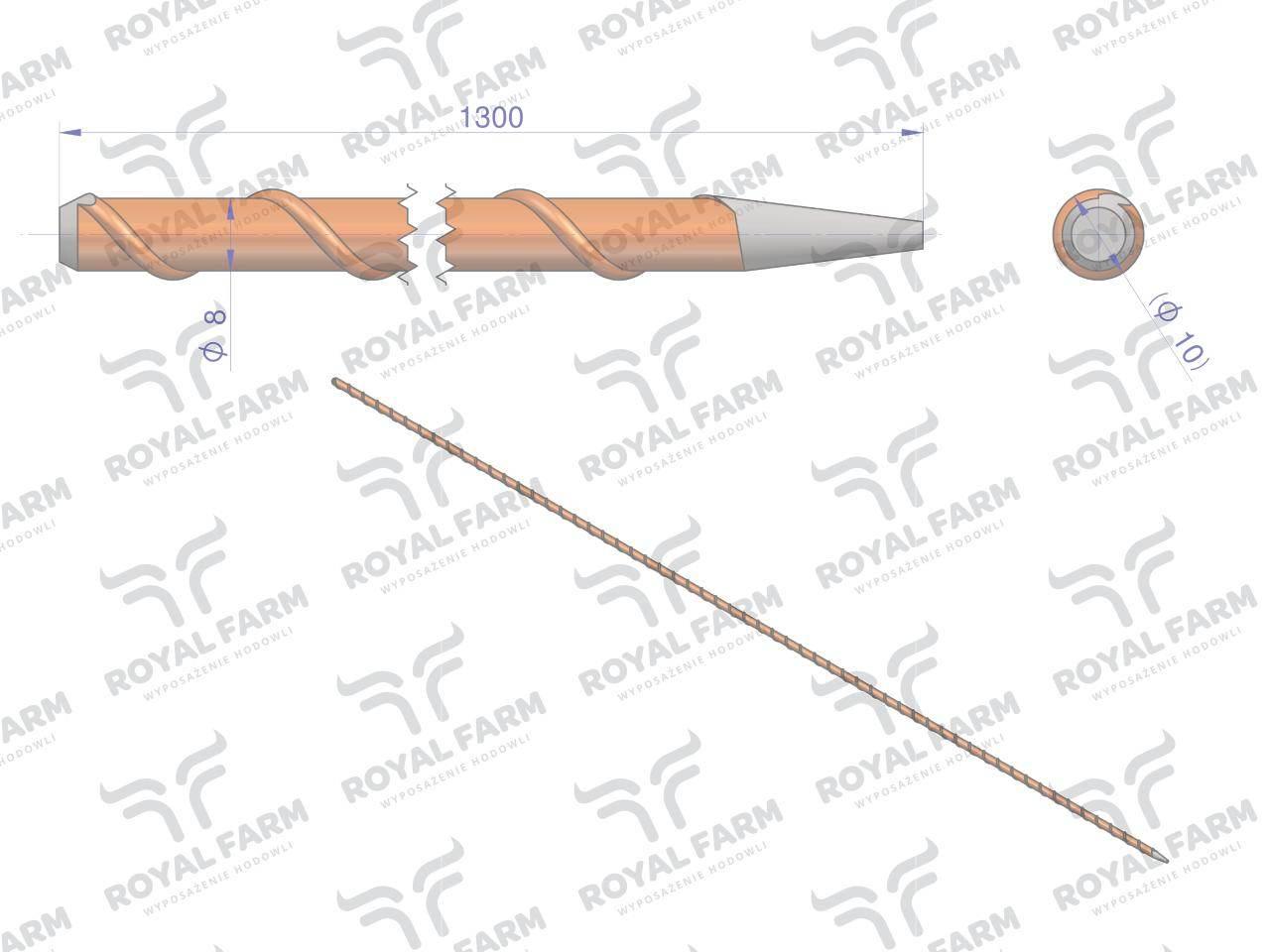 Palik Słupek z włókna szklanego 8mm L-1300 ROYAL FARM 10szt RF-102008130 - zdjęcie 3