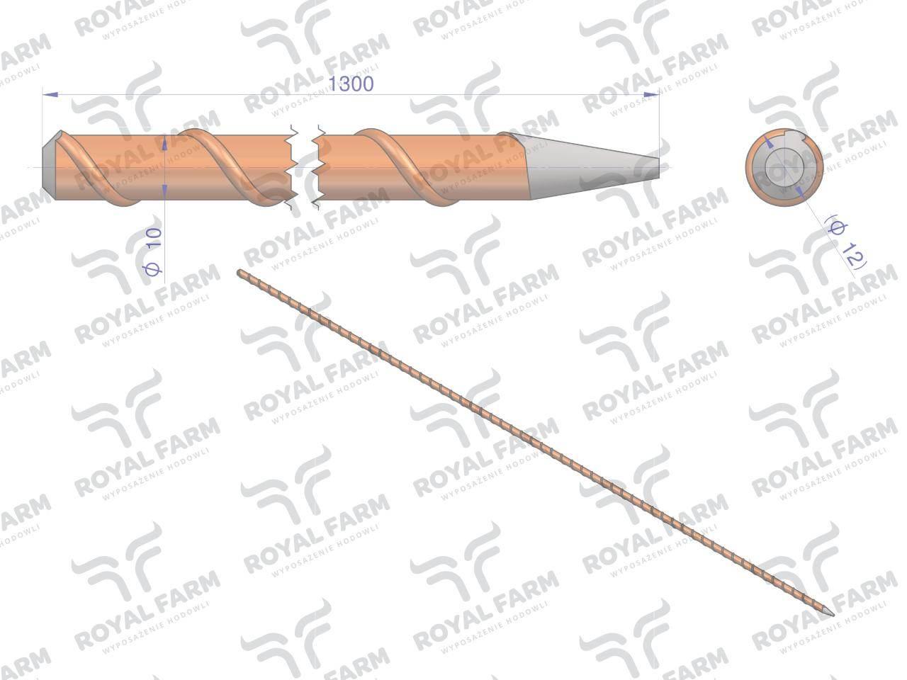 Palik Słupek z włókna szklanego 10mm L-1300 ROYAL FARM 10szt RF-102010130 - zdjęcie 3