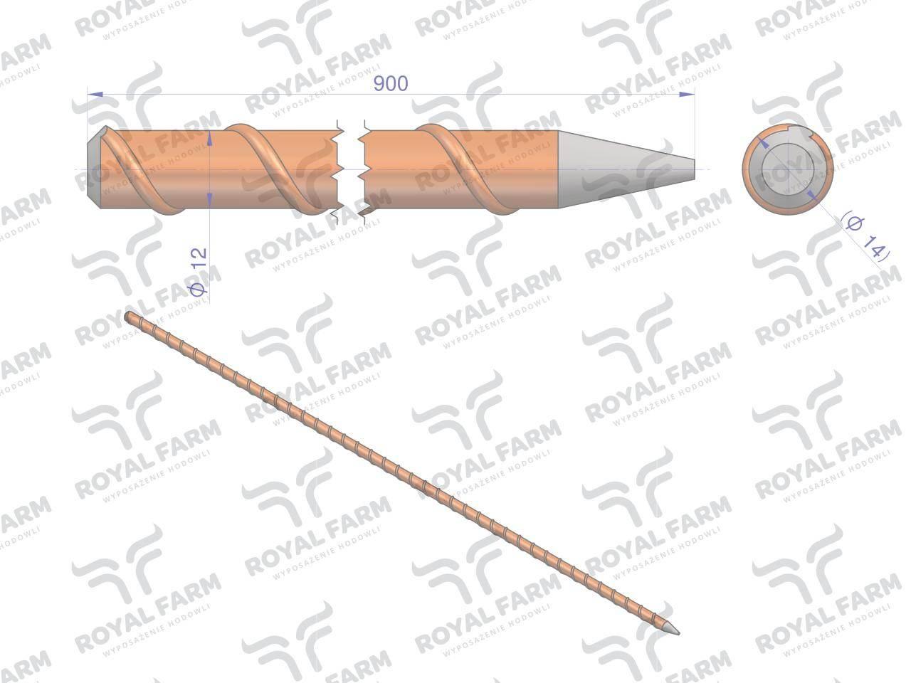 Palik Słupek z włókna szklanego 12mm L-900 ROYAL FARM 10szt RF-102012090 - zdjęcie 3