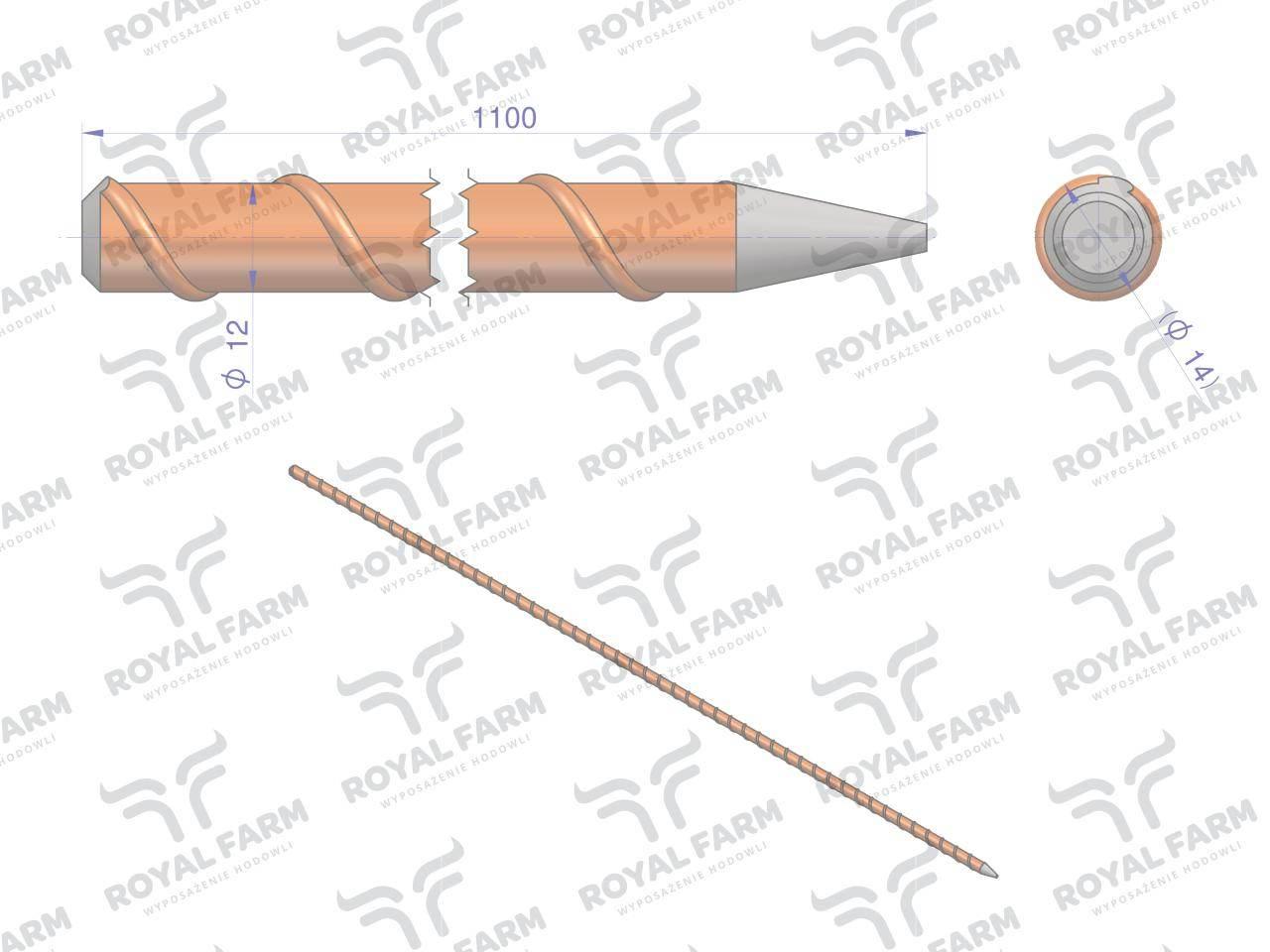 Palik Słupek z włókna szklanego 12mm L-1100 ROYAL FARM 10szt RF-102012110 - zdjęcie 3