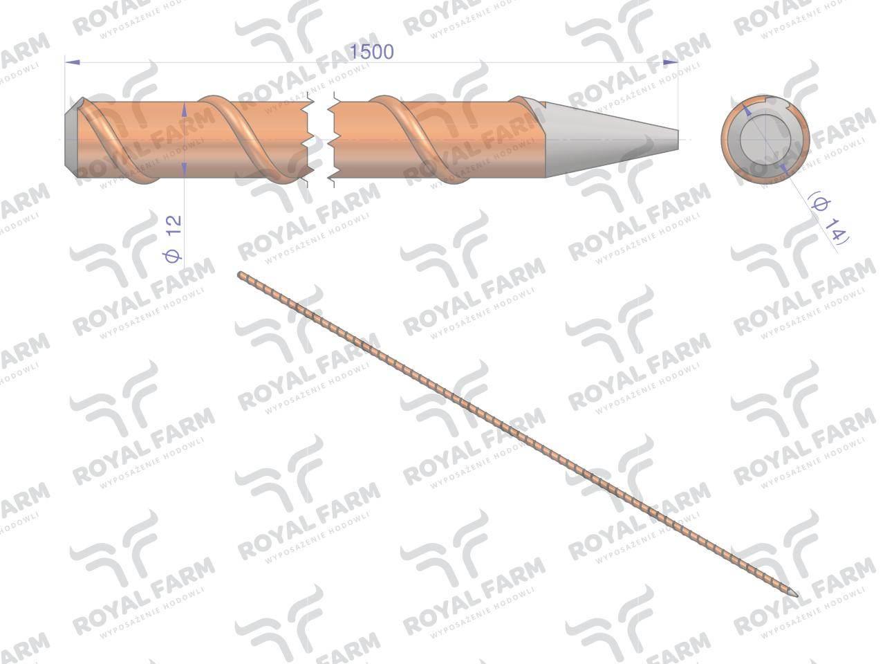 Palik Słupek z włókna szklanego 12mm L-1500 ROYAL FARM 10szt RF-102012150 - zdjęcie 3