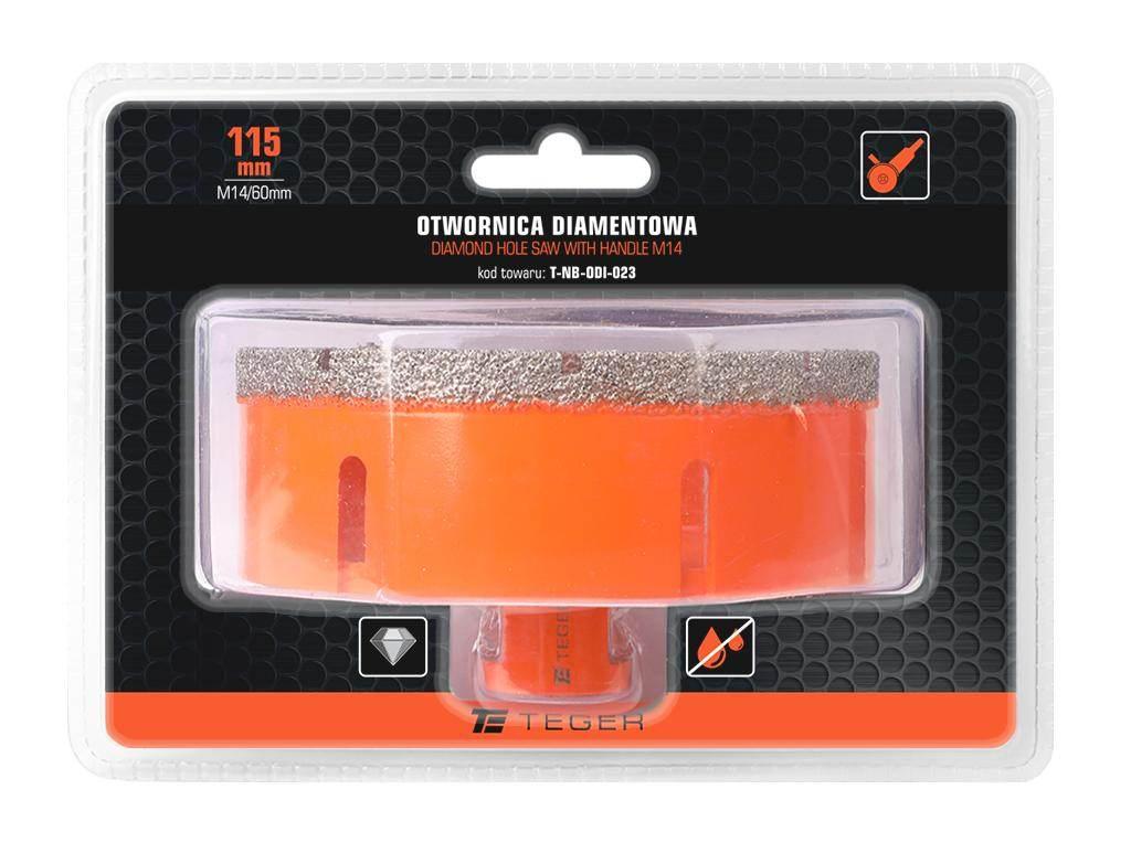 Otwornica diamentowa z uchwytem M14/115 mm / TEGER T-NB-ODI-023
