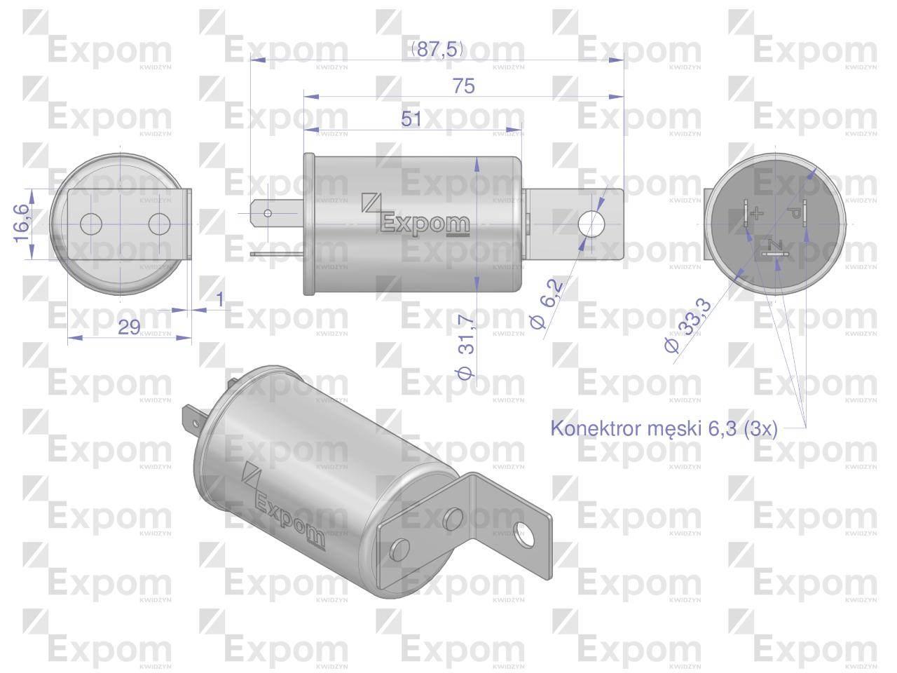 Przerywacz kierunkowskazów Elektroniczny 50457681.50024812 C-330/360 ME-6 E - zdjęcie 3