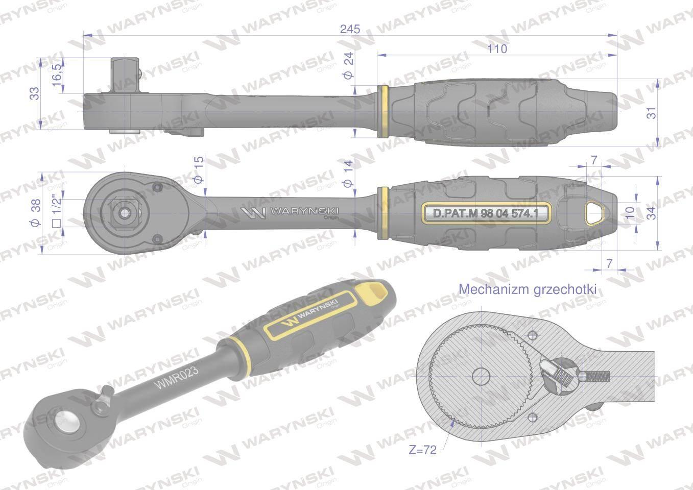 Grzechotka 1/2". 72 T. o zwiększonej odporności. Waryński WMR023 - zdjęcie 4