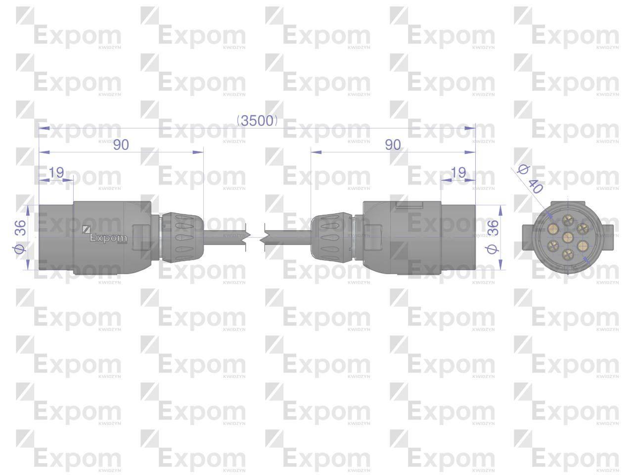 Złącze elektryczne 3.5x5 typu wtyczka wtyczka EXPOM KWIDZYN eu ZEWW3.5X5EX - zdjęcie 2