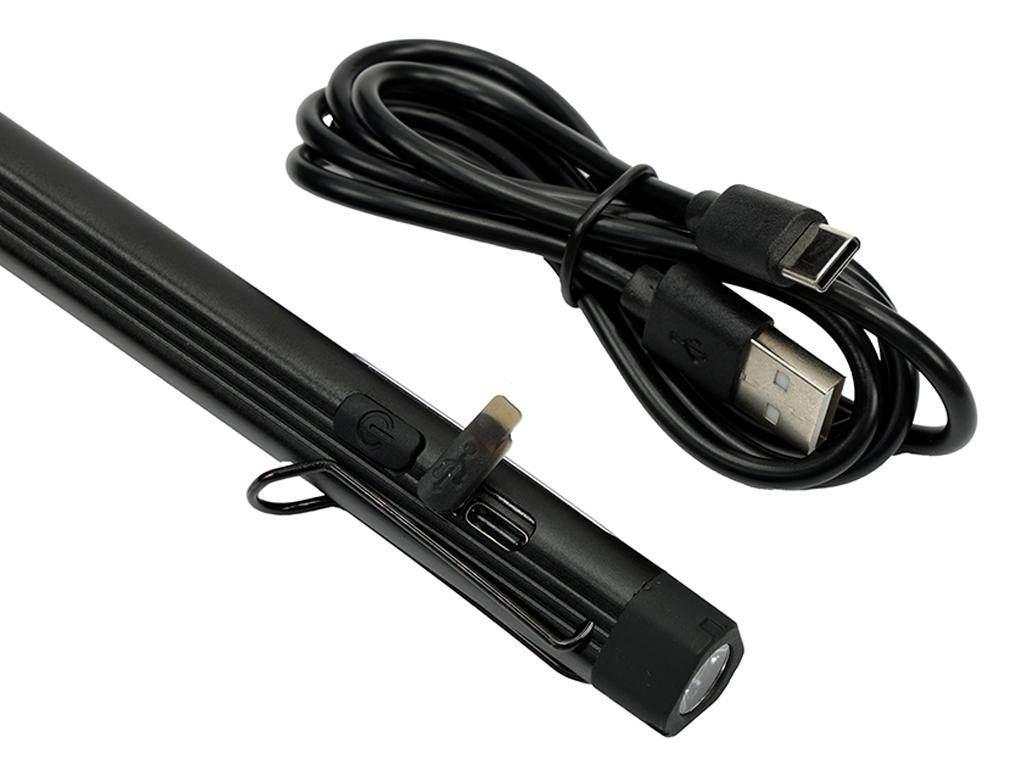 Latarka LED COB pen aluminiowa 400lm akumulator 750mAh ładowana USB Teger - zdjęcie 6