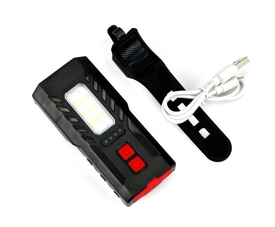 Lampa rowerowa latarka LED przednia zdwojona z powerbankiem 4000 mAh i funk