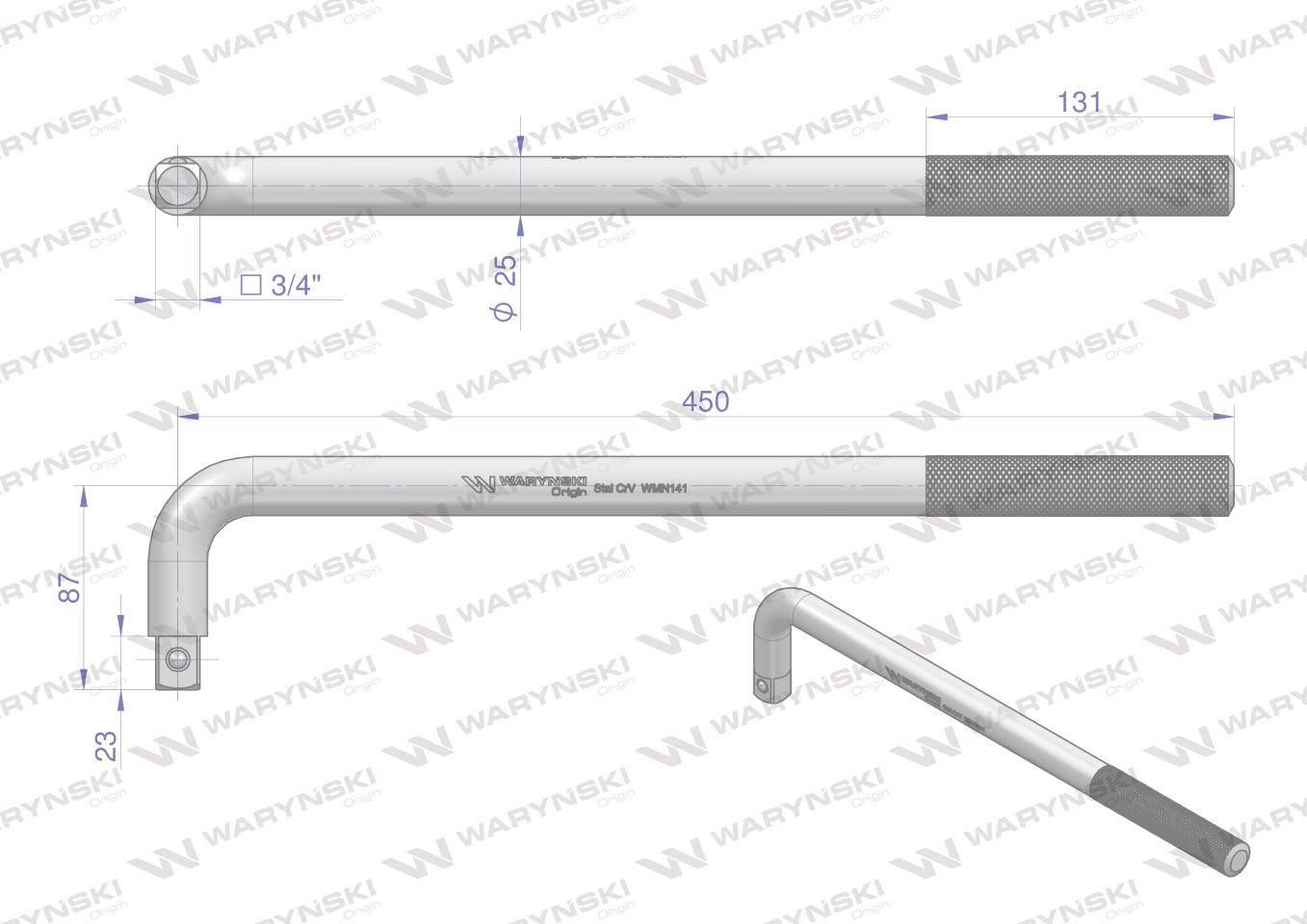 Uchwyt 3/4 wzmocniony typu L 450mm Waryński WMN141 - zdjęcie 3