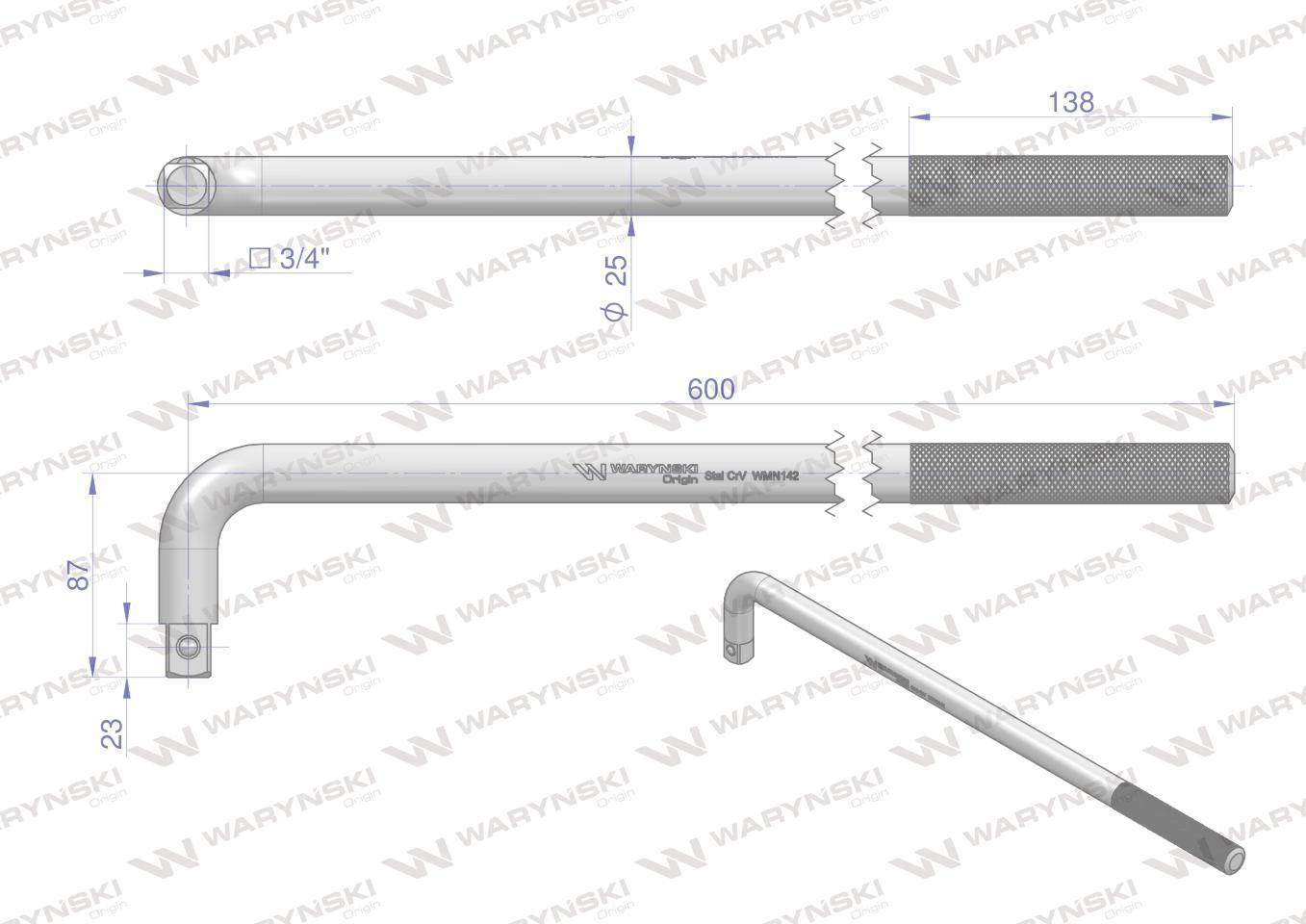 Uchwyt 3/4 wzmocniony typu L 600mm Waryński WMN142 - zdjęcie 3