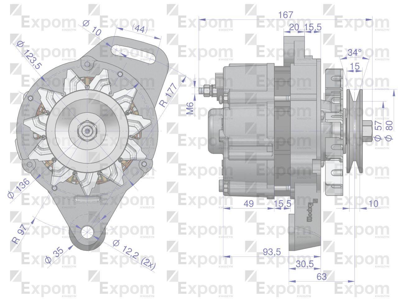 Alternator A124F 14V 44A URSUS 912-1614 EXPOM KWIDZYN eu EX-234000EX - zdjęcie 3