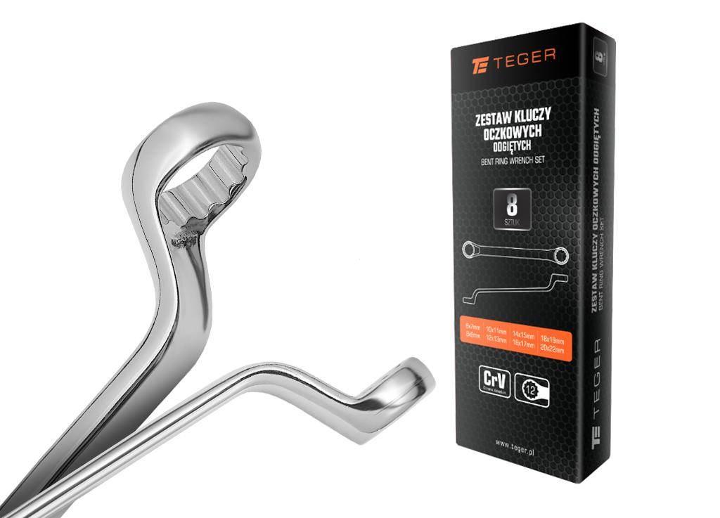 Zestaw kluczy oczkowych odgiętych, 6-22 mm, 8 szt, Teger T-W-NWZKOO01 - zdjęcie 3