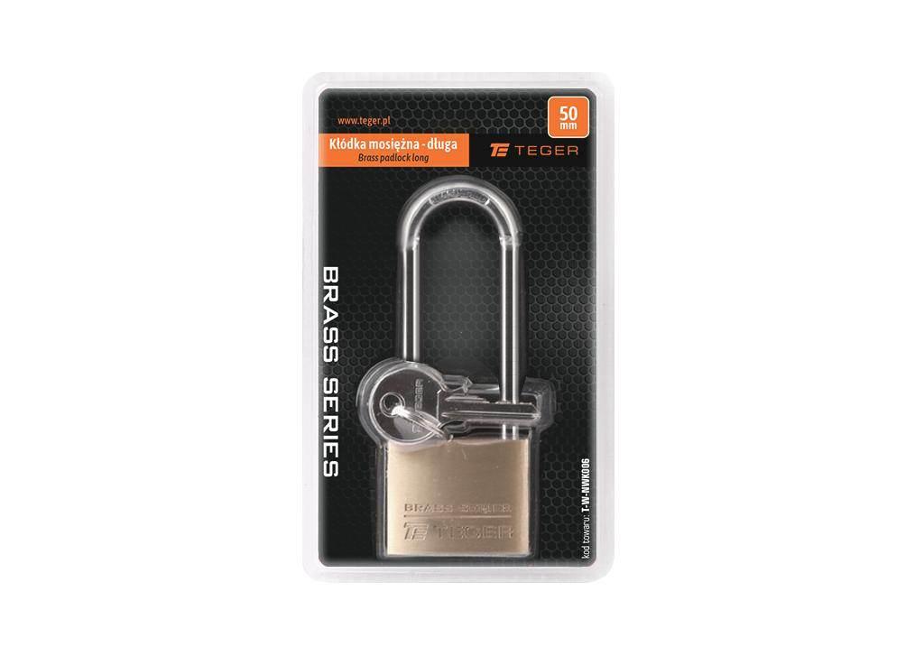 Kłódka mosiężna 50mm długa - 3 klucze / TEGER T-W-NWK006 - zdjęcie 3