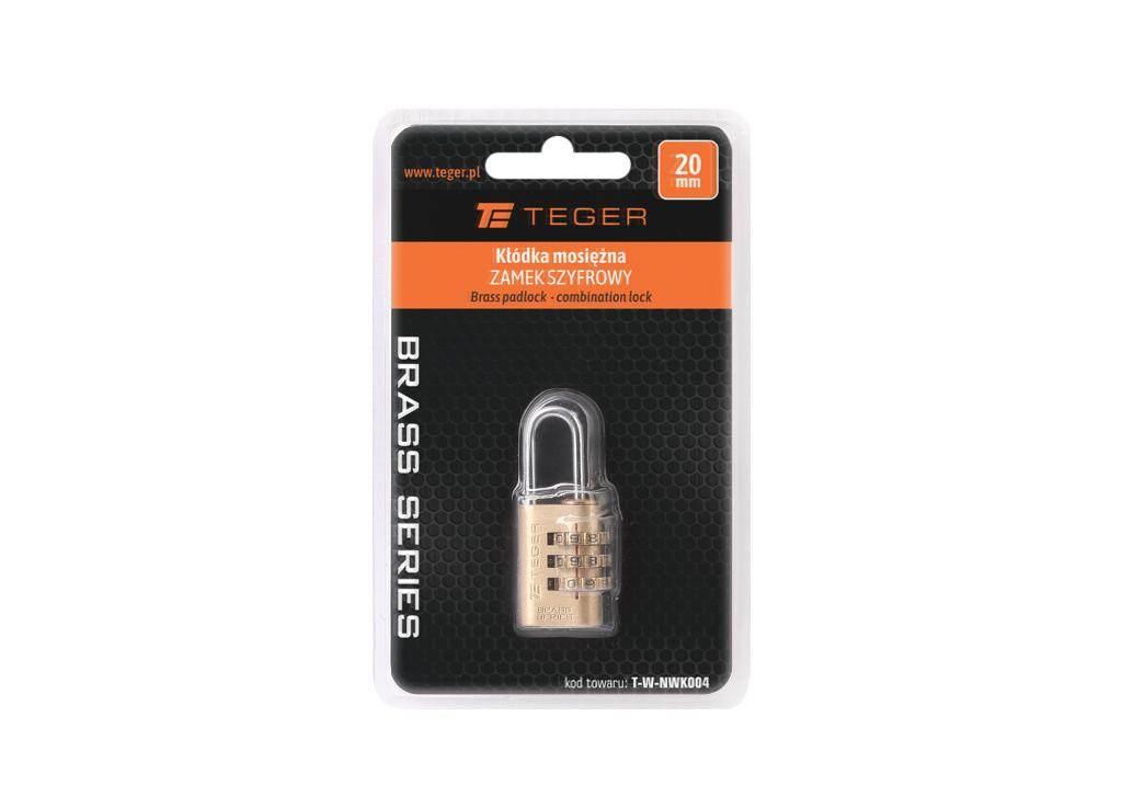 Kłódka mosiężna 20mm - zamek szyfrowy / TEGER T-W-NWK004 - zdjęcie 3