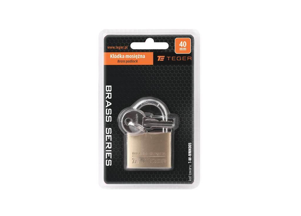 Kłódka mosiężna 40mm - 3 klucze / TEGER T-W-NWK005 - zdjęcie 3