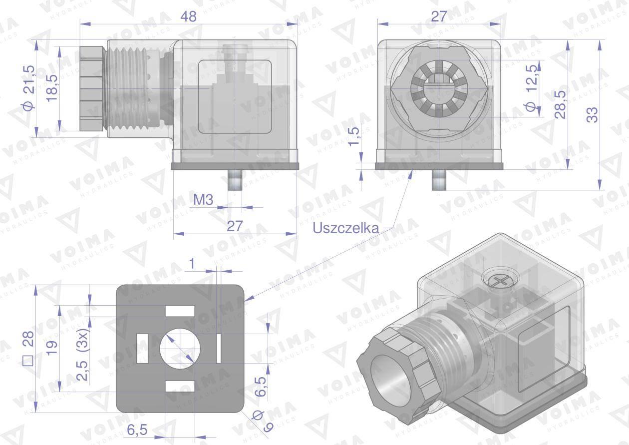 Wtyczka elektryczna (SP666) do zasilania cewek elektromagnetycznych 12V I 2 - zdjęcie 2