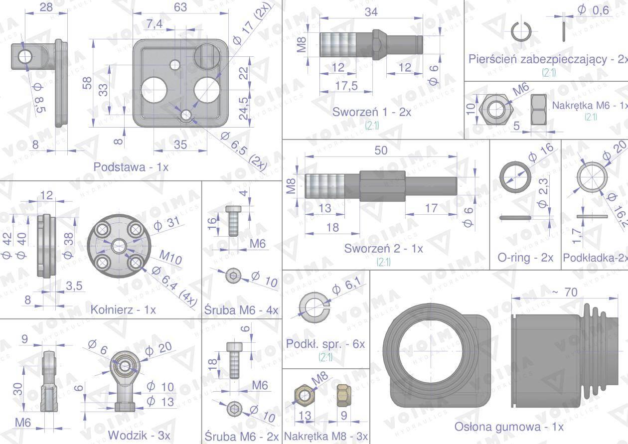 Joystick przyłączeniowy bez przycisku do rozdzielacza hydraulicznego 40L VO - zdjęcie 2