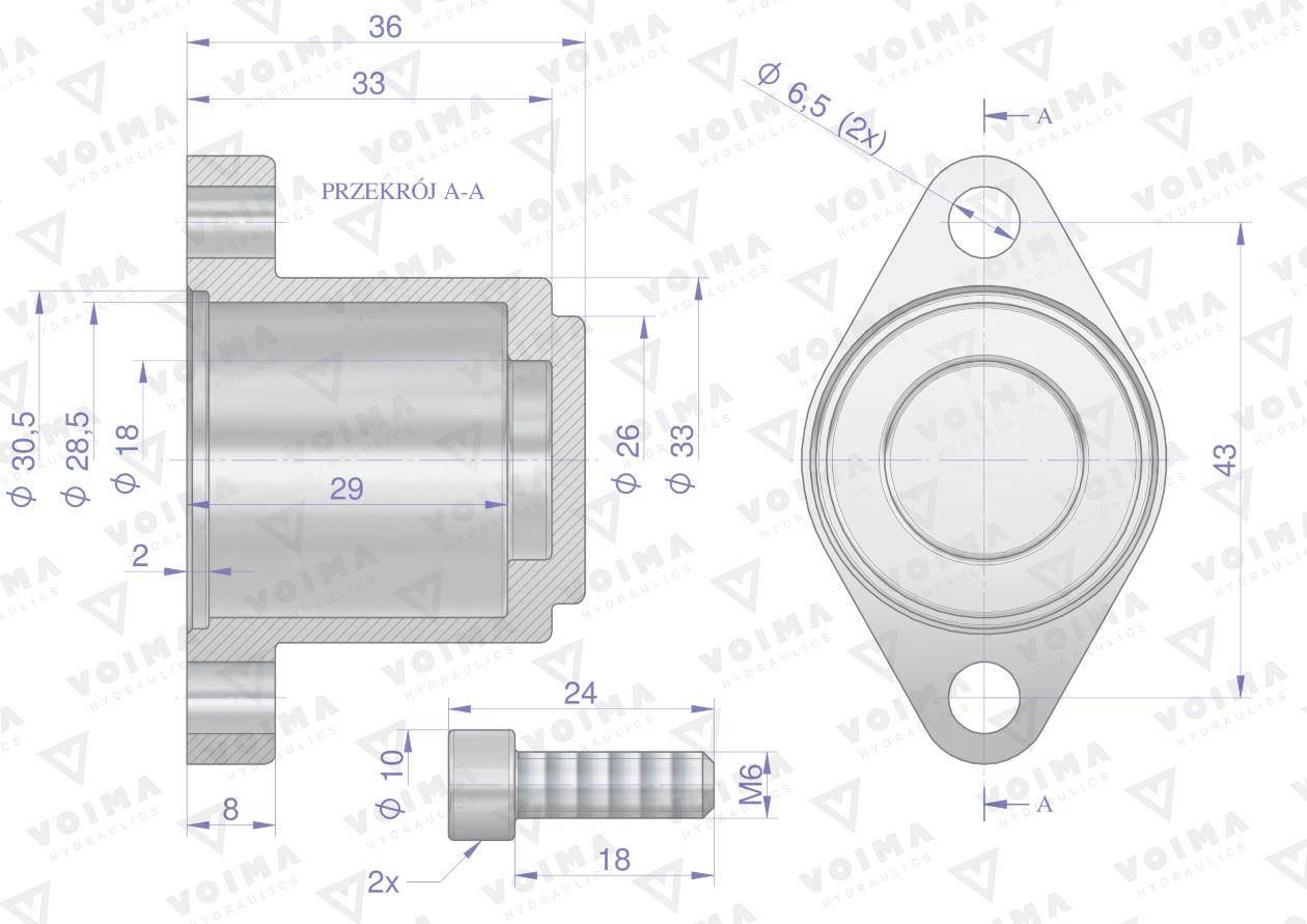 Kołpak rozdzielacza hydraulicznego dolny 40L VOIMA V-R40L-KD - zdjęcie 2