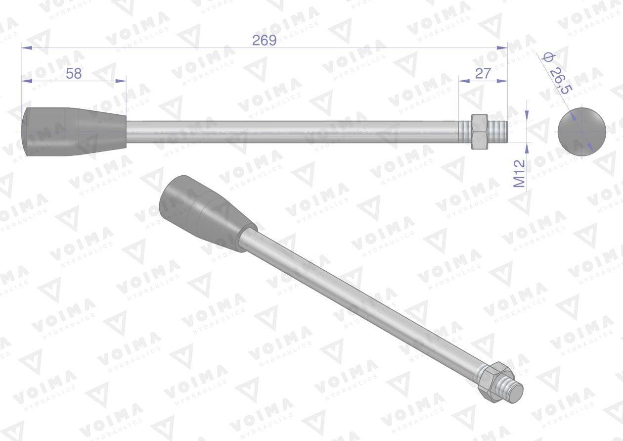 Dźwignia do rozdzielacza hydraulicznego 120L VOIMA V-R120L-DZ - zdjęcie 2