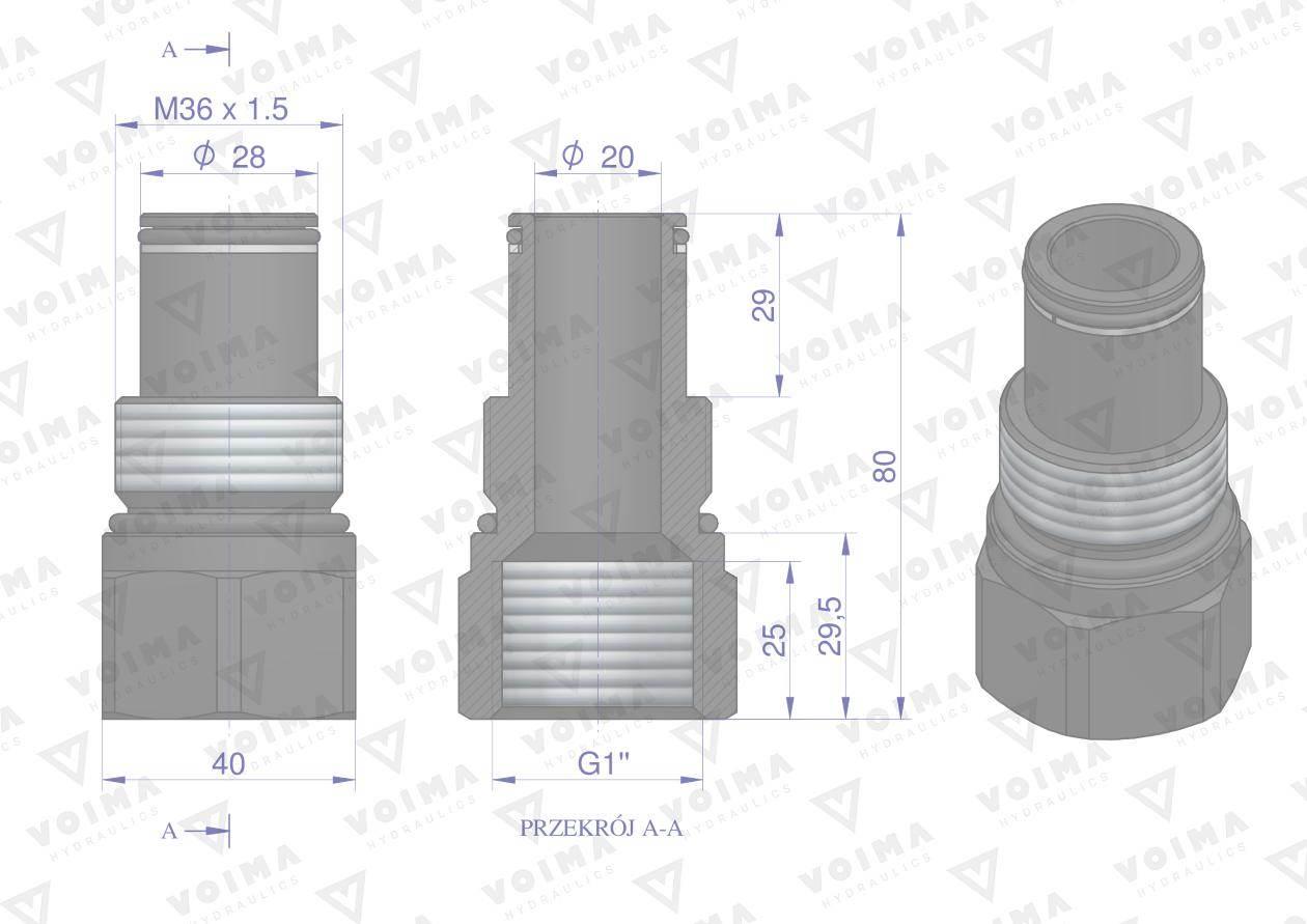 Tuleja ciśnieniowa łącząca rozdzielacze hydrauliczne 120L VOIMA - zdjęcie 2