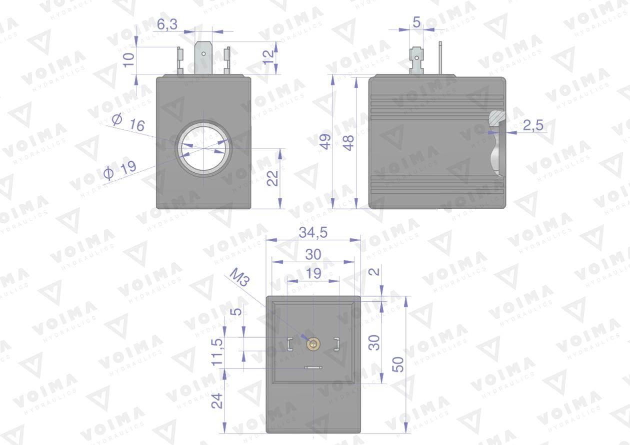 Cewka do rozdzielacza hydraulicznego 40L 12V VOIMA V-CEW-R40L-12V - zdjęcie 2