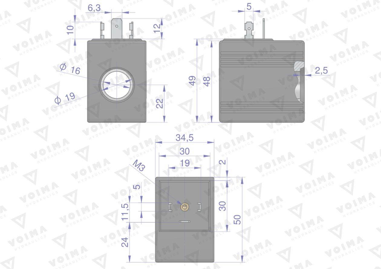 Cewka do rozdzielacza hydraulicznego 40L 24V VOIMA V-CEW-R40L-24V - zdjęcie 2