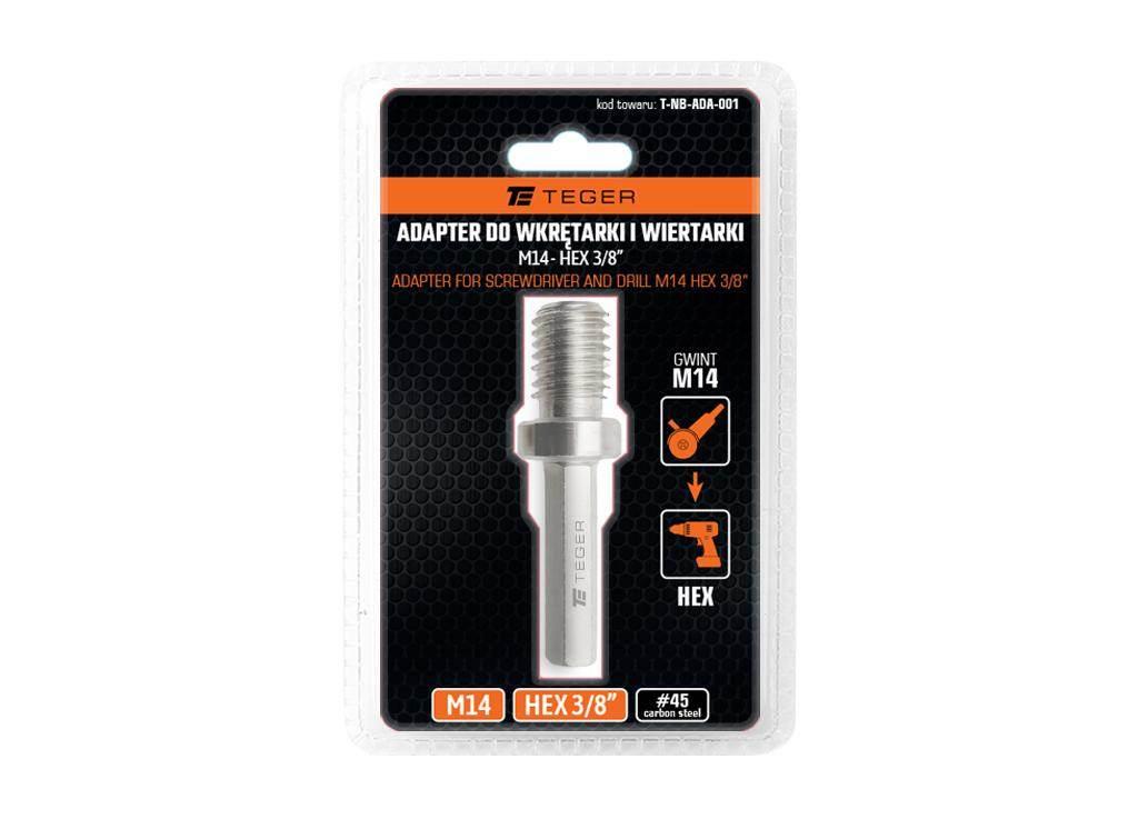 Adapter do wkrętarki i wiertarki M14 HEX 3/8" / TEGER T-NB-ADA-001