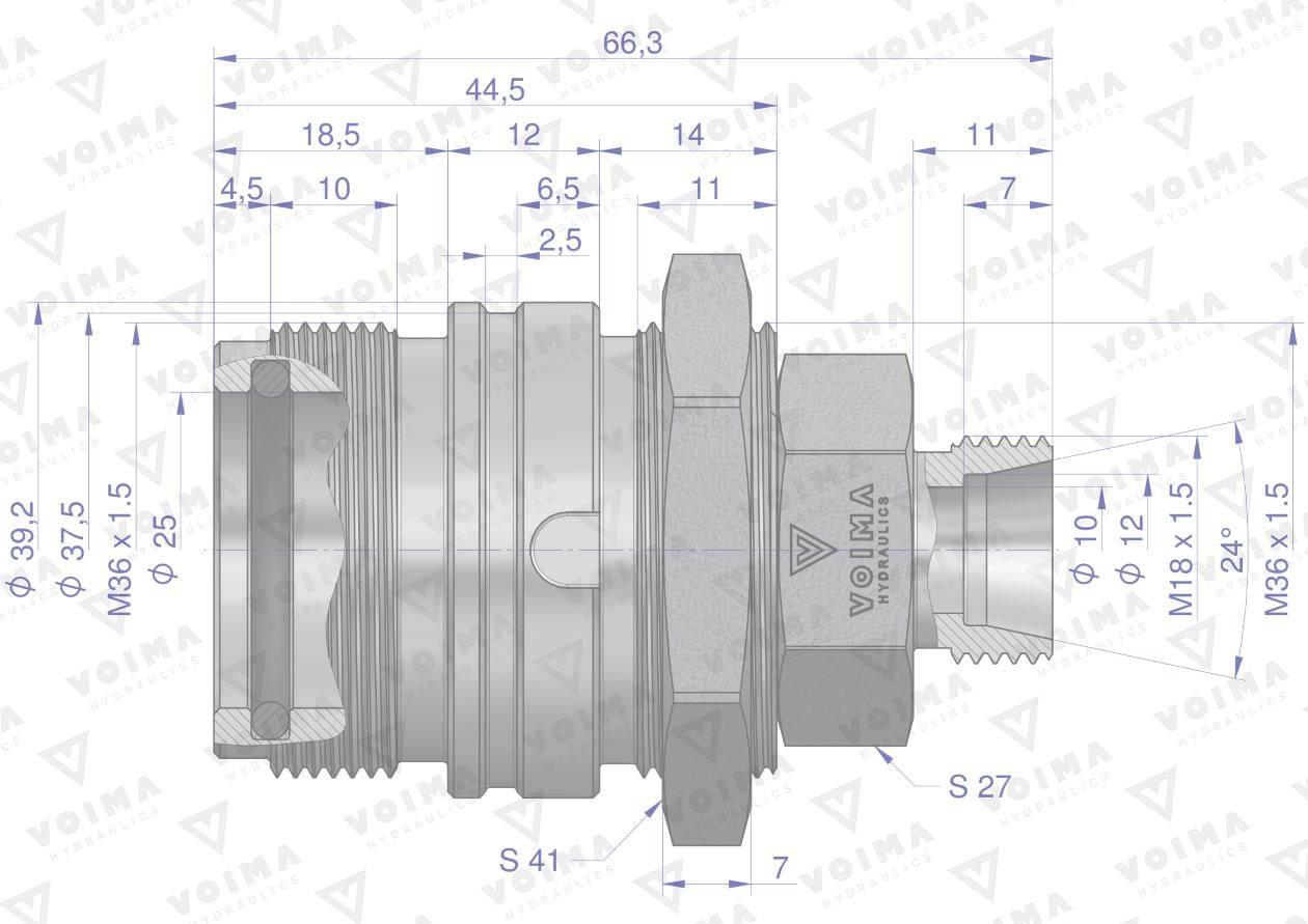 Zawór gniazdo ZSR6160101 (pasuje do Bizon) M18x1.5 skręcane VOIMA - zdjęcie 2
