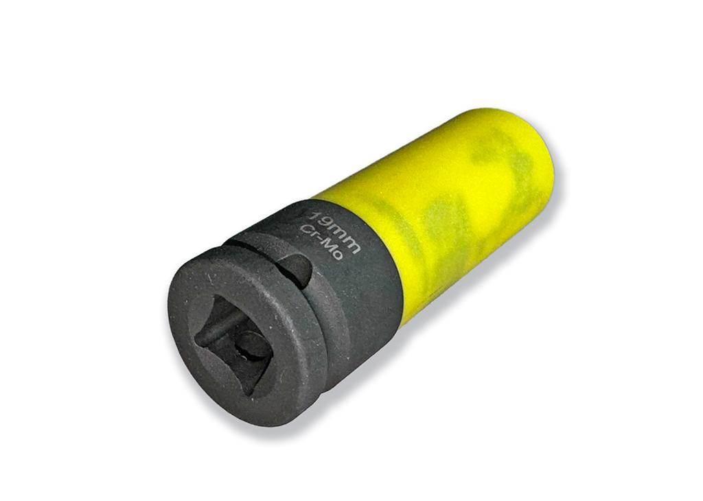 Nasadka udarowa 1/2 ze stali CrMo 19mm z magnesem i osłoną do felg aluminio