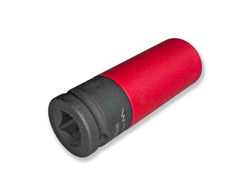 Nasadka udarowa 1/2 ze stali CrMo 21mm z magnesem i osłoną do felg aluminio