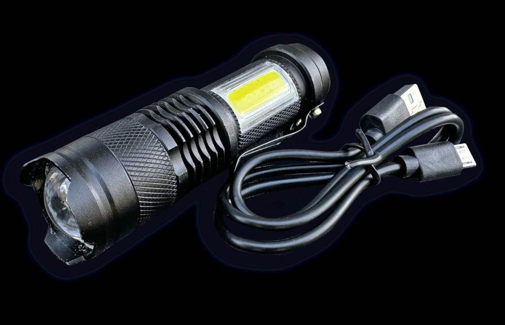 Latarka kompaktowa LED COB aluminiowa obudowa 200 lm z funkcją oświetlenia