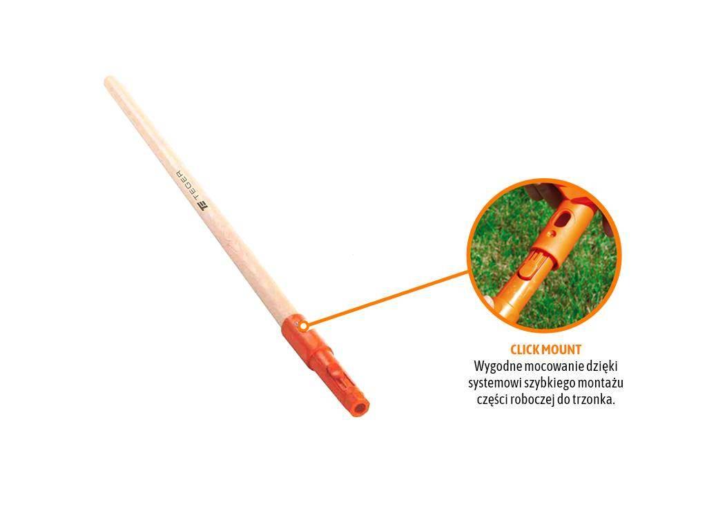 Trzonek drewniany 80cm (mocowanie CLICK) / TEGER szt.) T-O-TRZON003 - zdjęcie 2