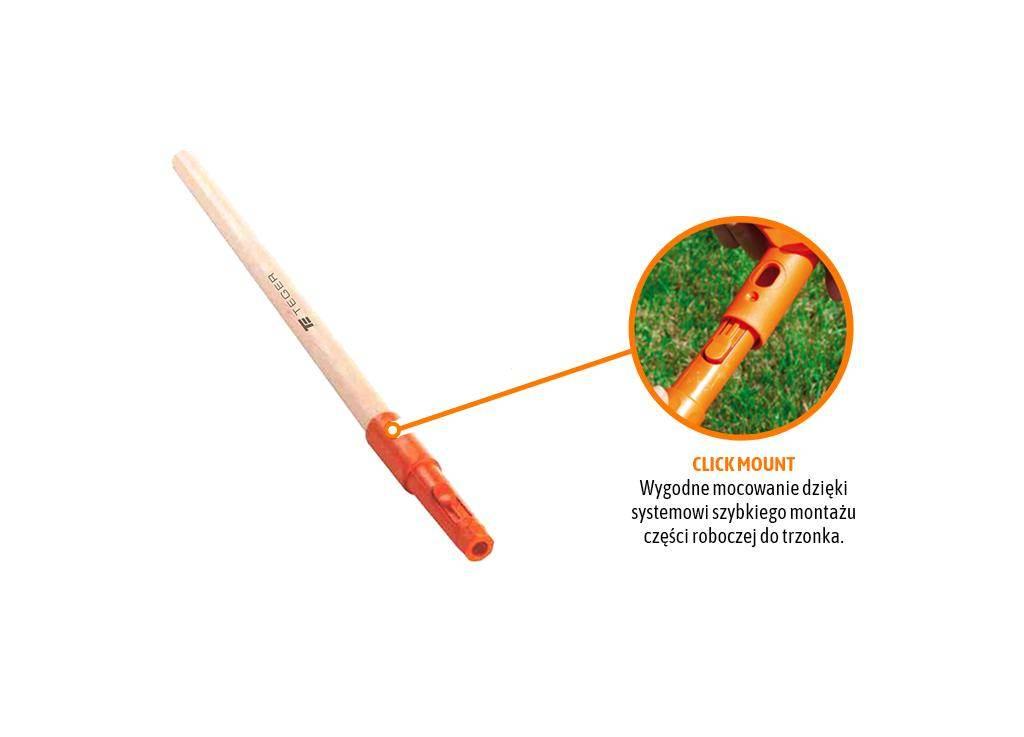 Trzonek drewniany 50cm (mocowanie CLICK) / TEGER szt.) T-O-TRZON004 - zdjęcie 2