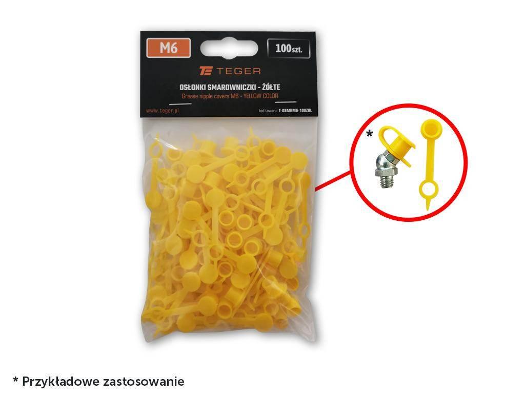 Zestaw osłonek smarowniczki M6 kolor żółty TEGER 100szt T-OSMRM6-100ZOL