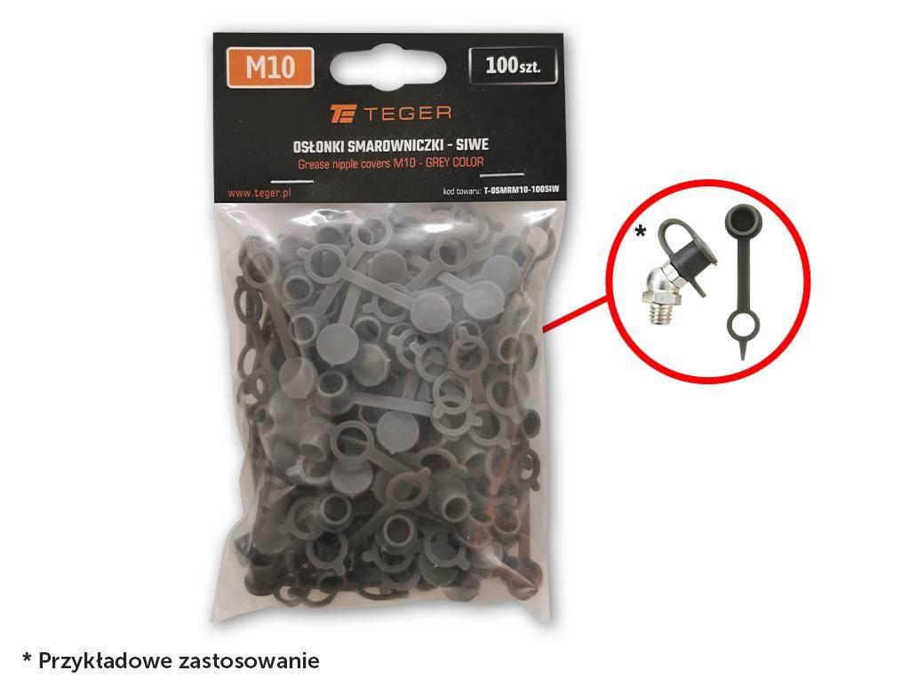Zestaw osłonek smarowniczki M10 kolor siwy TEGER 100szt T-OSMRM10-100SIW