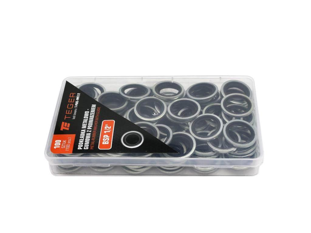 Podkładka metalowo gumowa z prowadzeniem BSP 1/2" TEGER 100szt - zdjęcie 2