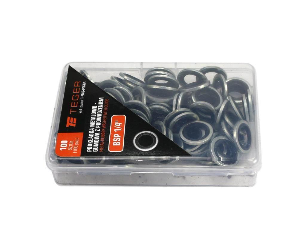 Podkładka metalowo gumowa z prowadzeniem BSP 1/4" TEGER 100szt - zdjęcie 2