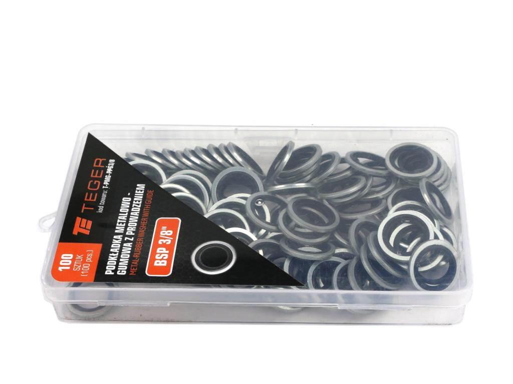 Podkładka metalowo gumowa z prowadzeniem BSP 3/8" TEGER 100szt - zdjęcie 2