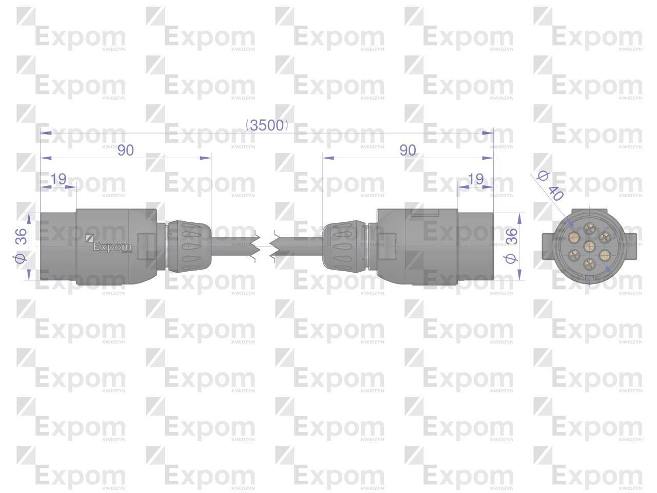 Złącze elektryczne 3.5x7 typu wtyczka wtyczka EXPOM KWIDZYN eu ZEWW3.5X7EX - zdjęcie 2