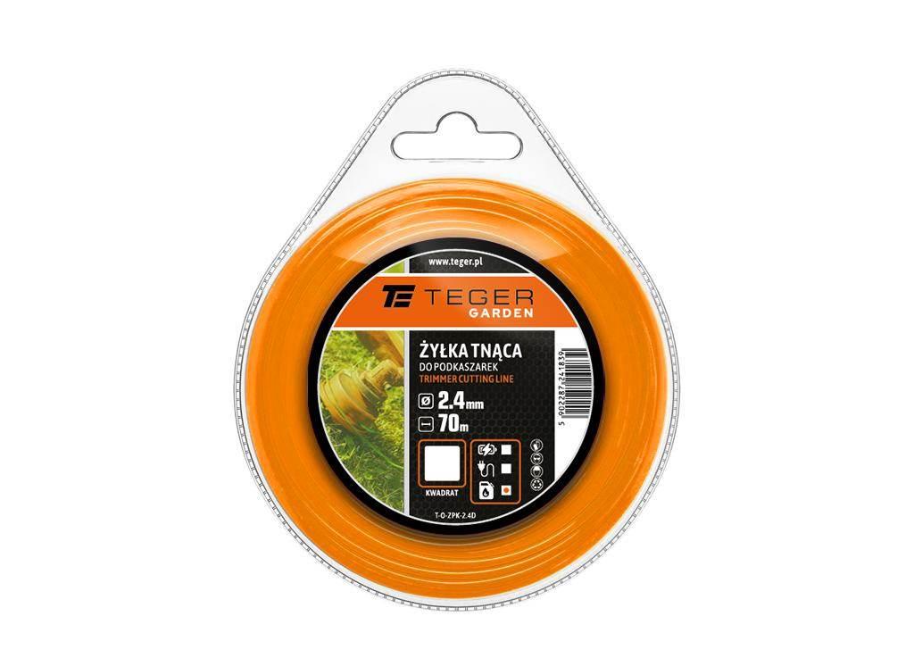 Żyłka tnąca do podkaszarek / Kwadrat / 2.4 mm / 70 m / TEGER T-O-ZPK-2.4D