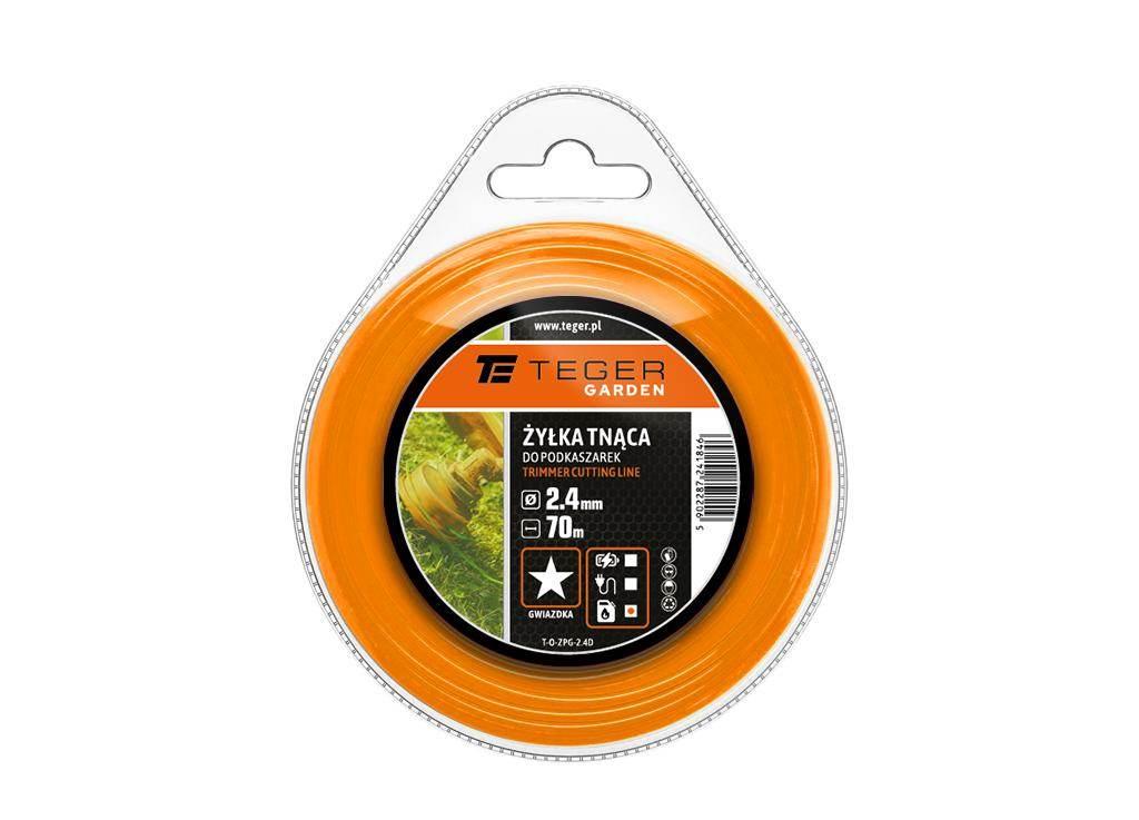 Żyłka tnąca do podkaszarek / Gwiazdka / 2.4 mm / 70 m / TEGER T-O-ZPG-2.4D