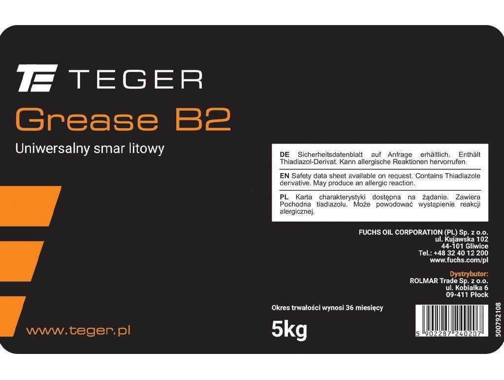 Smar uniwersalny litowy TEGER GREASE B2, opakowanie 5kg T-SMB2-5 - zdjęcie 2