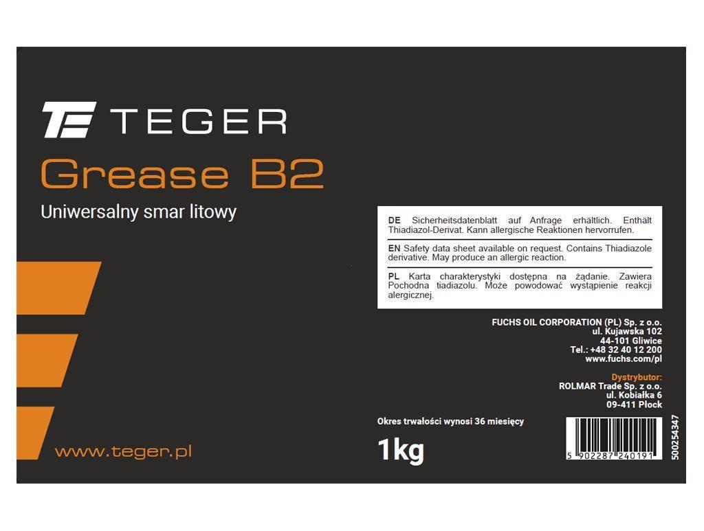 Smar uniwersalny litowy TEGER GREASE B2, opakowanie 1kg T-SMB2-1 - zdjęcie 2