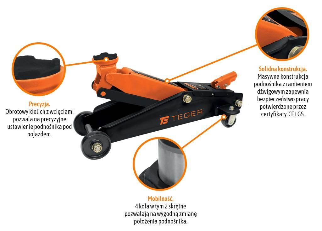 Podnośnik hydrauliczny - podjazdowy, 3T, Teger T-W-PHN3T - zdjęcie 2