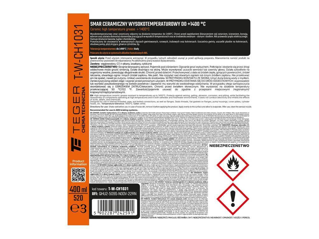Smar ceramiczny wysokotemperaturowy do 1400°C, 400ml, Teger T-W-CH1031 - zdjęcie 3
