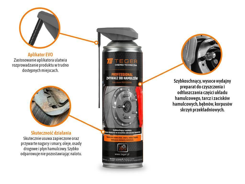 Zmywacz do hamulców PROFESSIONAL z aplikatorem EVO, 500ml, Teger - zdjęcie 2