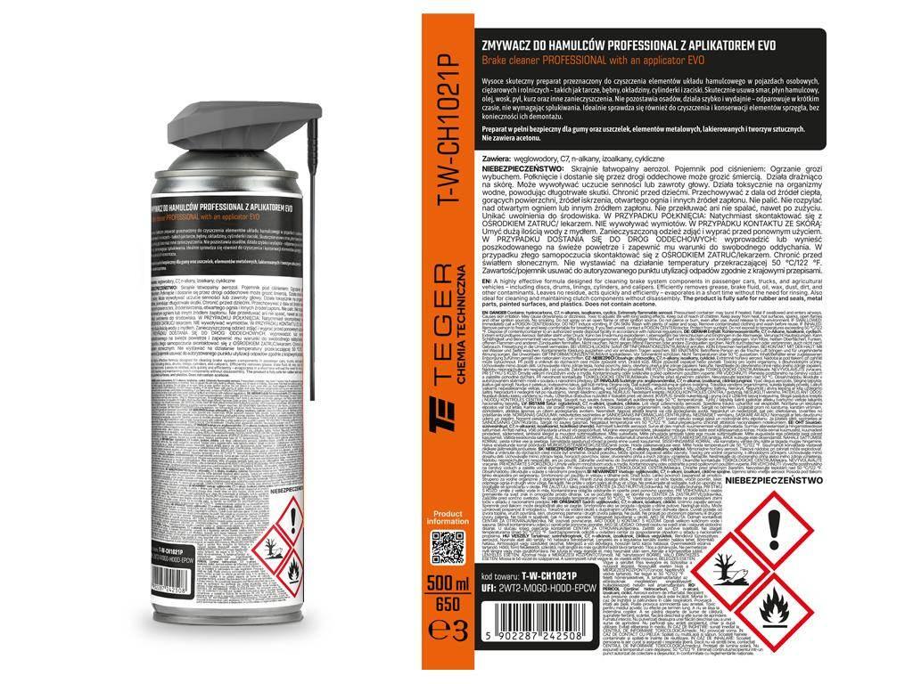 Zmywacz do hamulców PROFESSIONAL z aplikatorem EVO, 500ml, Teger - zdjęcie 3