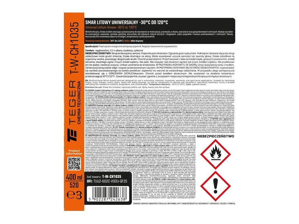 Smar litowy uniwersalny -30° do +120°, 400ml, Teger T-W-CH1035 - zdjęcie 3