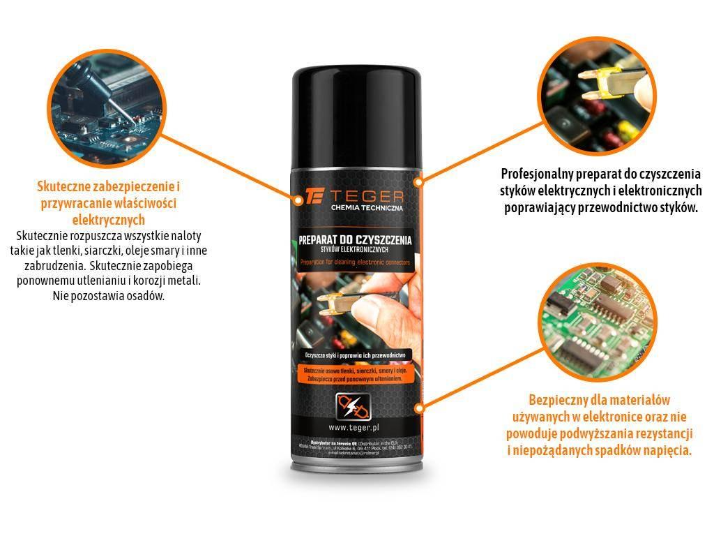 Preparat do czyszczenia styków elektronicznych, 400ml, Teger T-W-CH1045 - zdjęcie 2
