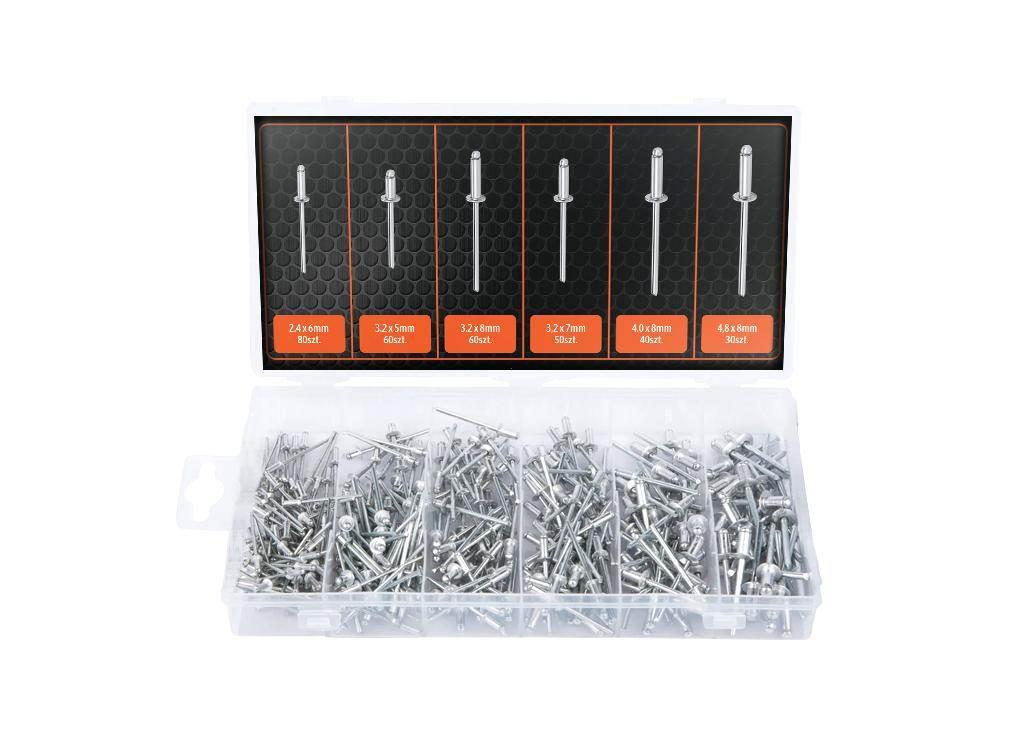 Zestaw nitów zrywalnych, aluminiowych / 320 szt., Teger T-W-NA-320SET