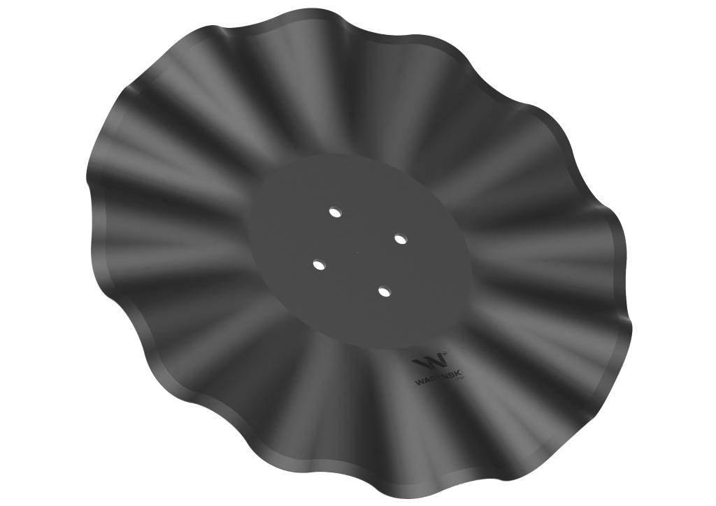 Talerz, prosty falowany 560 mocowanie 4/98 grubość 5 mm stal borowa, Waryńs